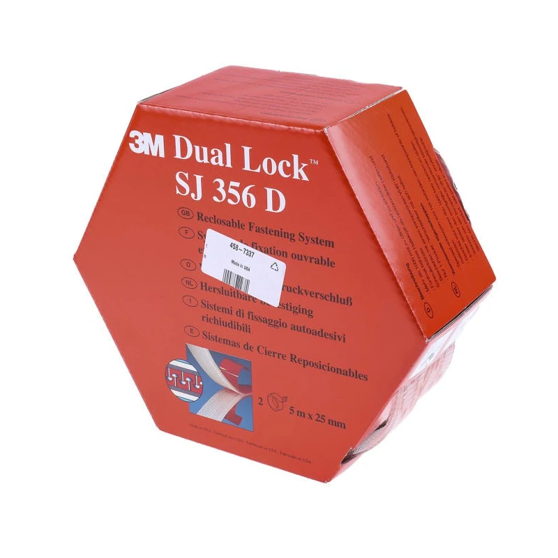 3M Transparent Acrylic Adhesive Hook & Loop Tape 25mm Width x 5m Length, Dual Lock Series 3M SJ356D 25,4mm x 5m