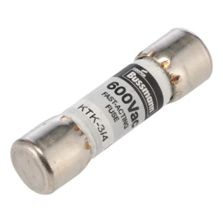 Eaton Melamine Cartridge Fuse 750mA Fast Acting 600V AC 10 x 38 mm KTK-3/4
