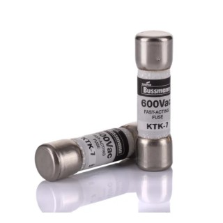 Eaton Cartridge Fuse 7A Current Rating 600V AC Fast Acting Melamine Body 10 x 38 mm KTK-7