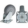 Tente Swivel Castor, Rubber Wheel, 100 mm Diameter, 100 kg Load Capacity, Ball Bearing Hub 2470PJP100P50