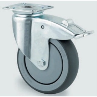 Tente Braked Swivel Castor 100 kg Load Capacity 100 mm Rubber Wheel 135 mm Height 32 mm Width 2477PJP100P50