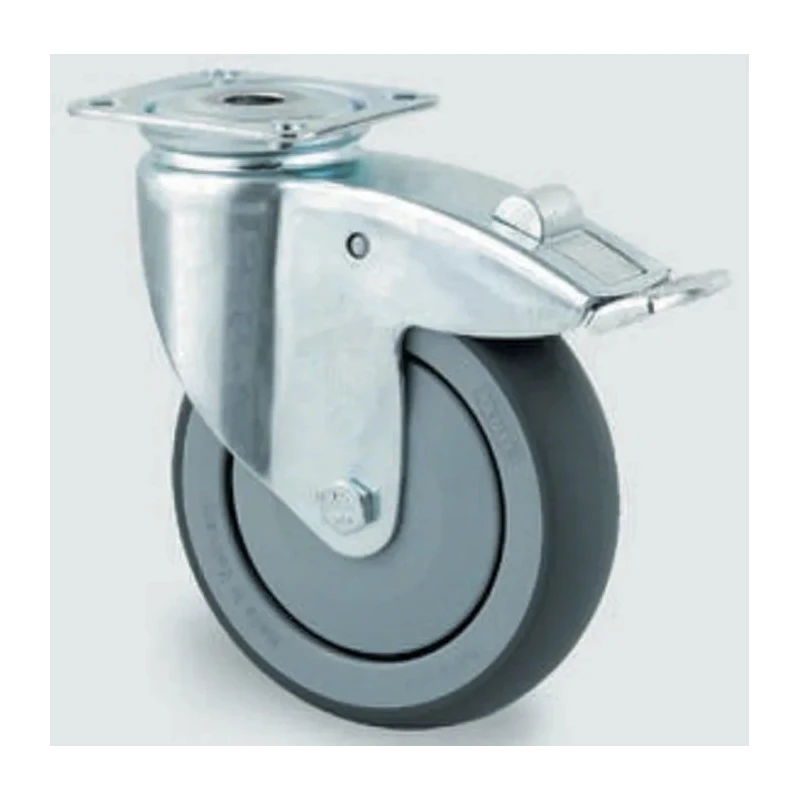 Tente Braked Swivel Castor 100 kg Load Capacity 100 mm Rubber Wheel 135 mm Height 32 mm Width 2477PJP100P50