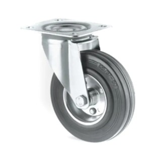 Tente Swivel Castor 70 kg Capacity 100 mm Solid Rubber Wheel Pressed Steel Frame Passivated Zinc Plated 3370DVR100P62