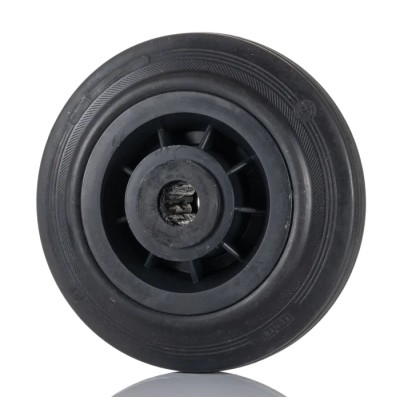 Tente Black Rubber Trolley Wheel 200mm Diameter, 50mm Width, Load Capacity 205kg PVR200/50X20LM58