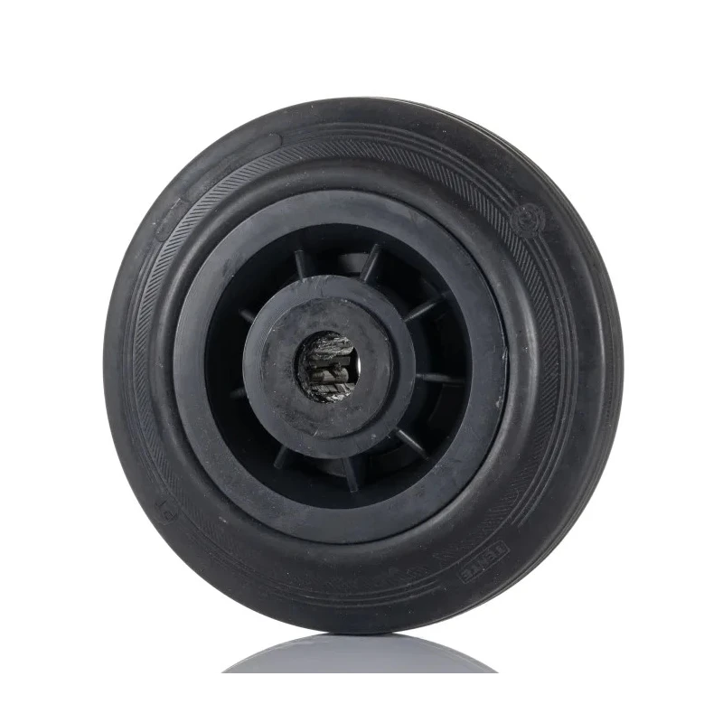 Tente Black Rubber Trolley Wheel 200mm Diameter, 50mm Width, Load Capacity 205kg PVR200/50X20LM58