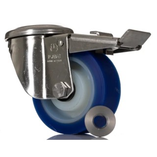 LAG Swivel Castor Stainless Steel Frame Polyurethane Wheel 100 mm Diameter 250 kg Load Capacity 35406 FR HC