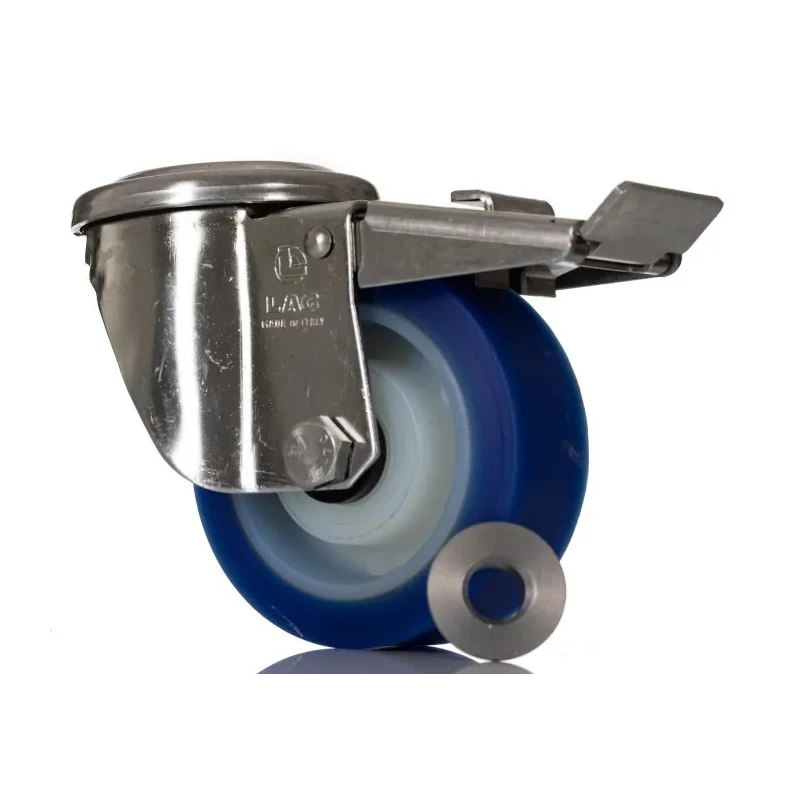 LAG Swivel Castor Stainless Steel Frame Polyurethane Wheel 100 mm Diameter 250 kg Load Capacity 35406 FR HC