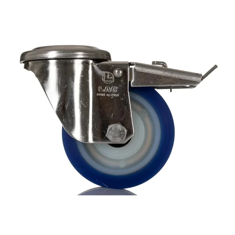 LAG Swivel Castor Stainless Steel Frame Polyurethane Wheel 100 mm Diameter 250 kg Load Capacity 35406 FR HC