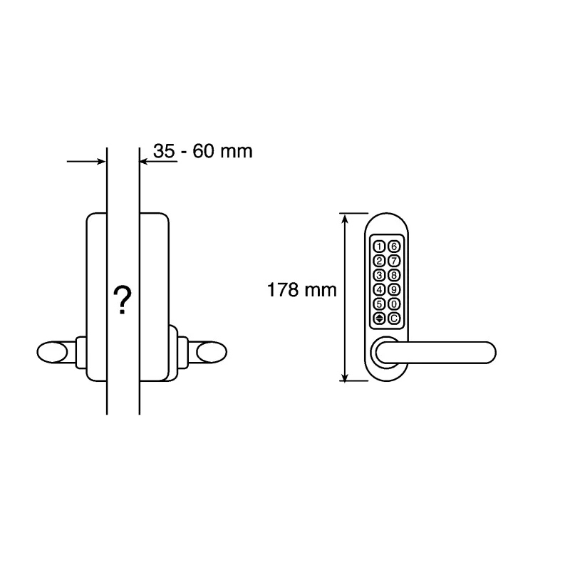 Codelock Stainless Steel Mechanical Code Lock Right Hand Lever 525 SS