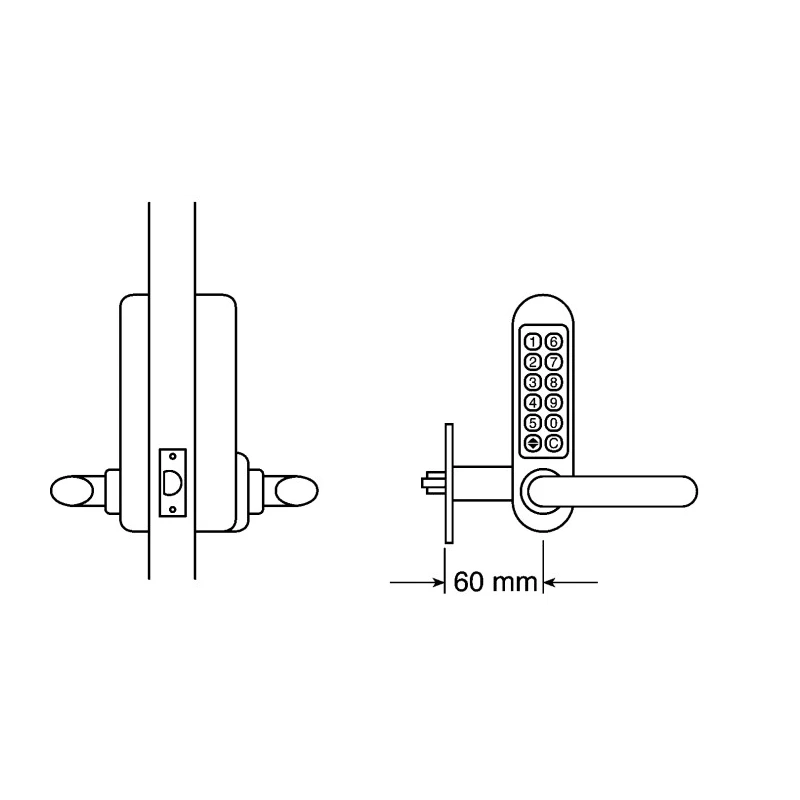 Codelock Stainless Steel Mechanical Code Lock Right Hand Lever 525 SS