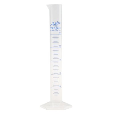 RS PRO Polypropylene Graduated Cylinder 25ml, Ultra-Clear, Class B Calibrated, 170mm Length 461-0847