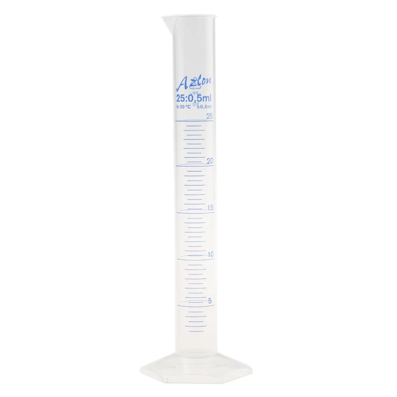 RS PRO Polypropylene Graduated Cylinder 25ml, Ultra-Clear, Class B Calibrated, 170mm Length 461-0847