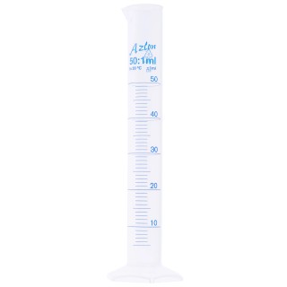 RS PRO Polypropylene Graduated Cylinder 50ml, 200mm Length, ISO 6706 Class B Tolerance 461-0853