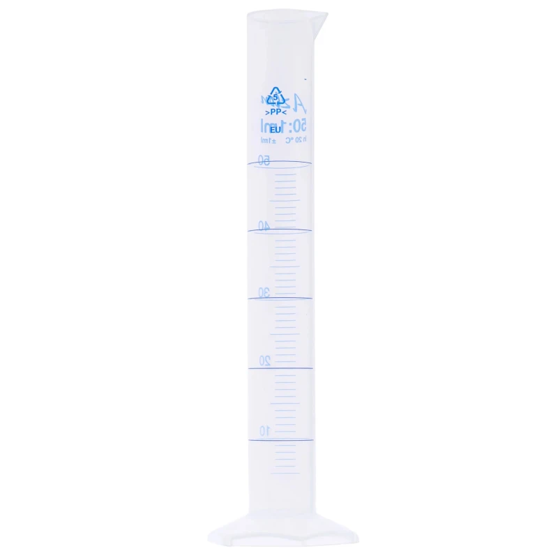RS PRO Polypropylene Graduated Cylinder 50ml, 200mm Length, ISO 6706 Class B Tolerance 461-0853