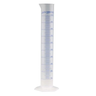 RS PRO Polypropylene Graduated Cylinder 1L, 440mm Length, Class B Calibrated, Germany 461-0904