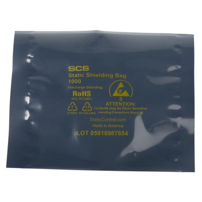 SCS Anti-Static Bag 102mm Width x 102mm Length, Dissipative Static Shielding Material, RoHS 2 Compliant 10044