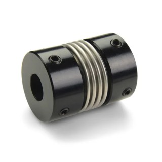 Ruland Flexible Bellows Coupler 25.4 mm OD, 12 mm Bore, 33.3 mm Length, Aluminum Hubs, Stainless Steel MBS25-12-12-A