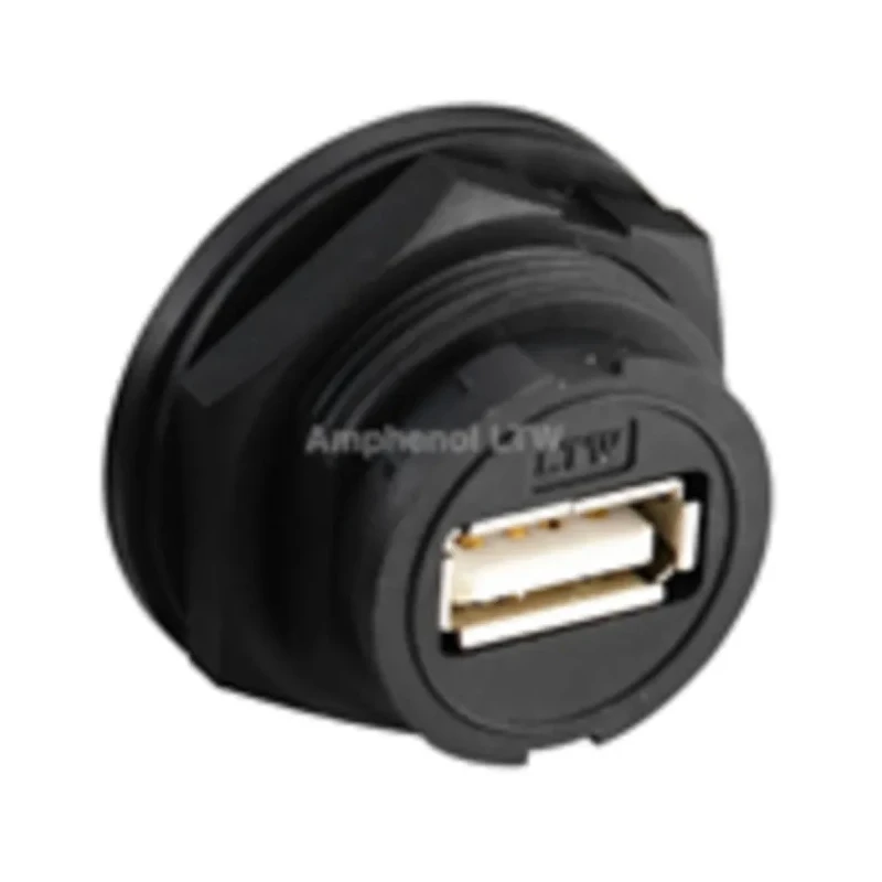 Amphenol Industrial USB Connector Straight Solder Female 1 Port Type USB Type A IP67 USB 2.0 UA-20PMFP-LC7001