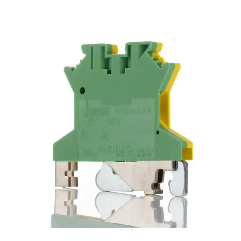 Phoenix Contact 2-Way DIN Rail Earth Modular Terminal Block 750V 24A Screw Termination Polyamide Housing 0441119