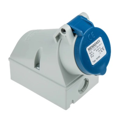 MENNEKES Wall Mount Socket Blue 3 Pole 16A 230V IP44 Rated Industrial Socket IP44 