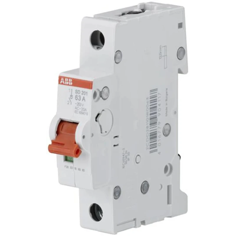 ABB 1-Pole DIN Rail Isolator Switch, IP20, IP40 Rated, 40A, Screw Terminal, SD201/40 2CDD281101R0040 SD201/40