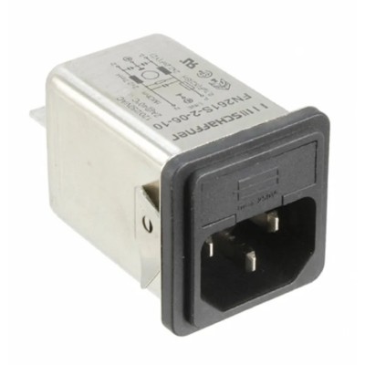 Schaffner 250V AC 2A Snap-in IEC Filter Male 1 Fuse Faston FN261S-2-06-10