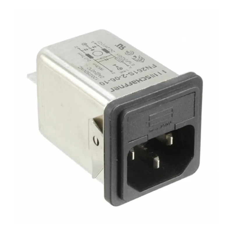 Schaffner 250V AC 2A Snap-in IEC Filter Male 1 Fuse Faston FN261S-2-06-10