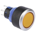RS PRO Illuminated Momentary Push Button Switch Panel Mount DPDT Yellow LED IP65 22.2 mm Cutout 250 V AC 175-8223