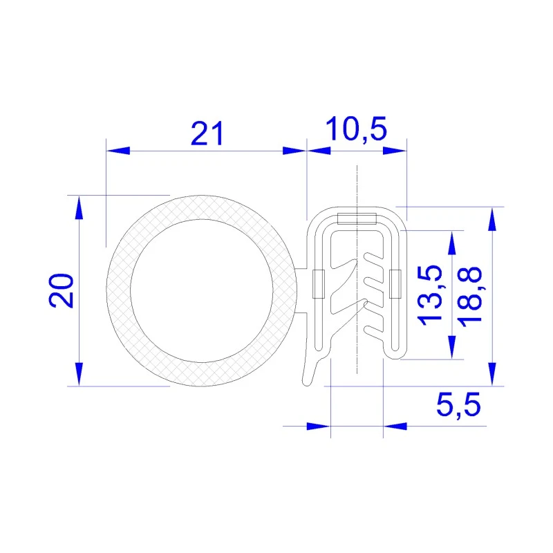 RS PRO Black Ethylene Propylene Diene Monomer Edging Strip, 20 m, D-Type, 31.5 mm Width, 20 mm Height 175-2559