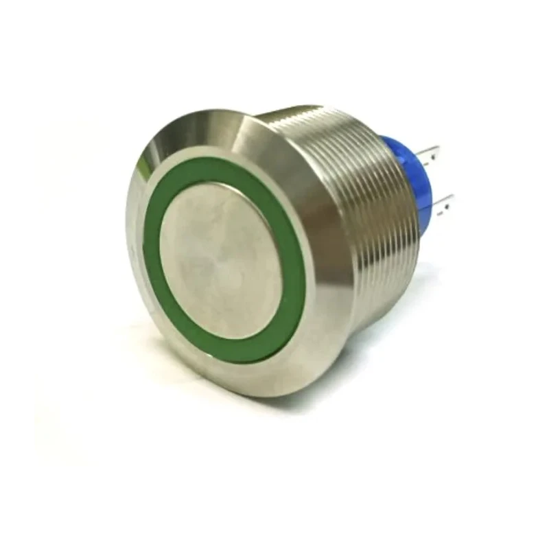 RS PRO Illuminated Push Button Switch Momentary Panel Mount SPDT Green LED IP67 250 V 175-8349