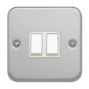 Contactum White 2 Way Rocker 2 Gang Light Switch, Surface Mount, Polycarbonate Metal Clad Series CLA3722