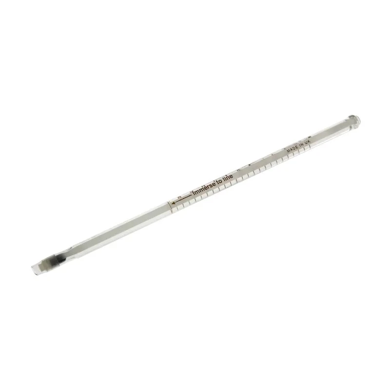 Brannan Immersion Glass Thermometer, 110 °C Maximum Temperature, Green Spirit Filling, 200mm Length 44/425/0