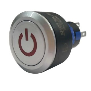 RS PRO Illuminated Push Button Switch Momentary Panel Mount SPDT Red LED 22.2 mm Cutout IP65 250 V 3,5A 175-8427