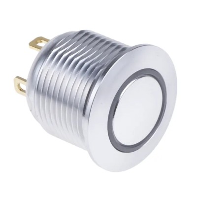 RS PRO Illuminated Momentary Push Button Switch Panel Mount 16 mm Cutout SPST Red LED IP67 36 V dc 175-8553