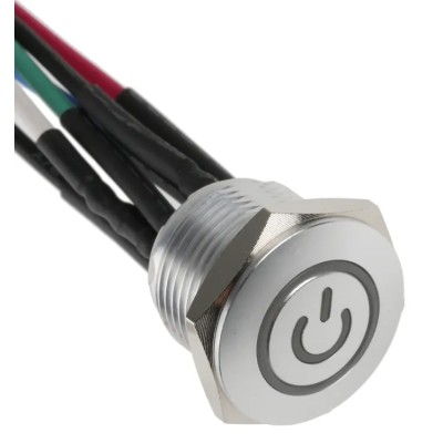 RS PRO Illuminated Momentary Push Button Switch Panel Mount 16 mm Cutout SPST RGB LED IP67 36 V dc 175-9172