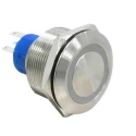 RS PRO Push Button Switch Panel Mount 25mm Cutout Silver Round SPDT IP67 175-9255