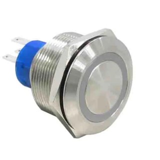 RS PRO Push Button Switch Panel Mount 25mm Cutout Silver Round SPDT IP67 175-9255