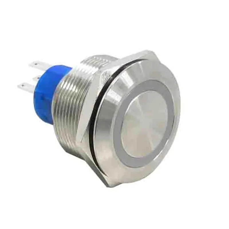RS PRO Push Button Switch Panel Mount 25mm Cutout Silver Round SPDT IP67 175-9255