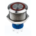 RS PRO Illuminated Momentary Push Button Switch Panel Mount 22.2 mm Cutout DPDT Red LED IP67 250 V ac 175-9242