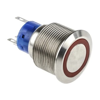 RS PRO Illuminated Momentary Push Button Switch Panel Mount SPDT Red LED IP67 22.2 mm Cutout 250V 3, 5A 175-9319