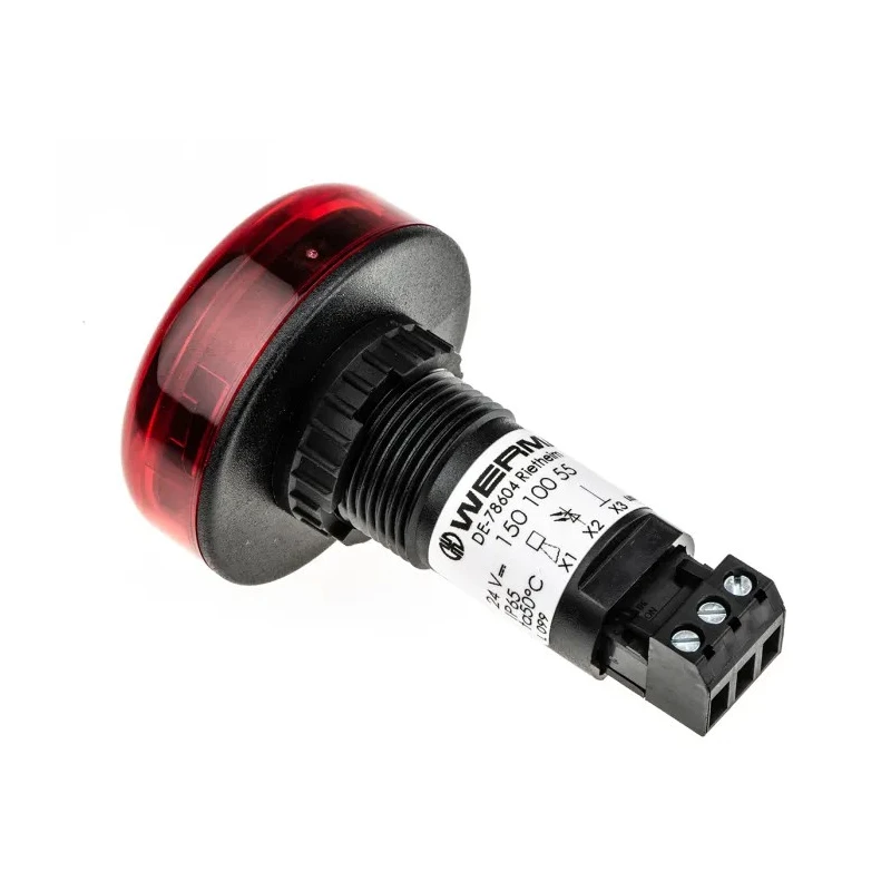 Werma 150 Series Red Beacon-Buzzer Combination IP65 24V dc 80 dB Continuous Tone 150.100.55