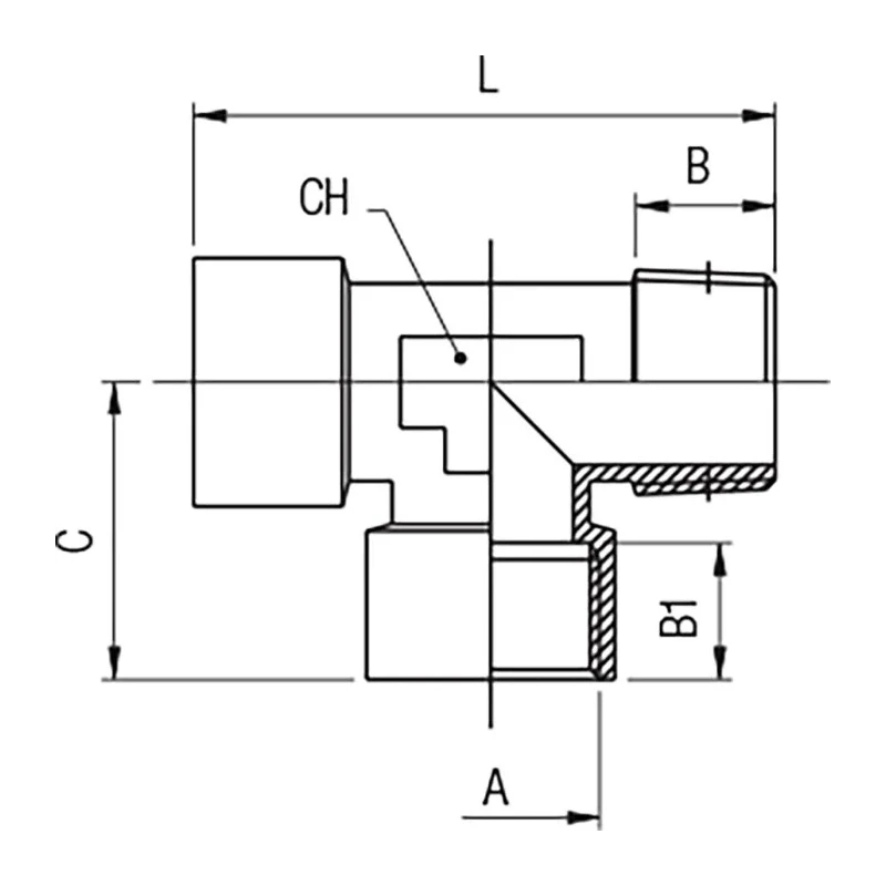 RS PRO Brass Pipe Fitting Tee Threaded Equal Tee Female G 1/8 in to Male G 1/8 in 176-1071