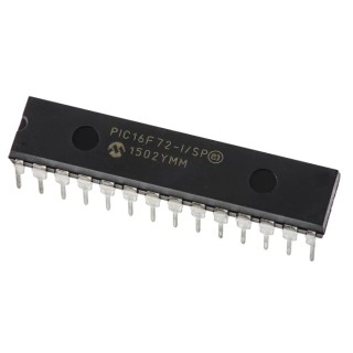 Microchip 8-bit PIC Microcontroller, 20 MHz Clock, 3.5 kB FLASH, 128 bit RAM, 28-Pin SPDIP PIC16F72-I/SP