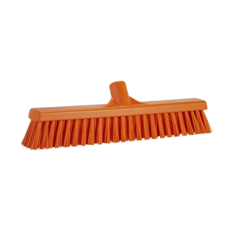 Vikan Push Broom Orange for Wet Areas and Dry Areas, Width 410mm, Bristle Length 52mm, Model 31747