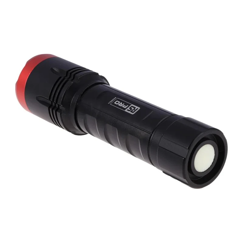 RS PRO 1400 Lumen LED Torch Black Aluminium Housing Spot and Flood Beam 6 AA Batteries 174mm 176-6034