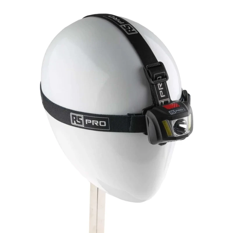 RS PRO LED Head Torch 300 lm, 3 x AAA Batteries, IPX4 Water Resistant, Adjustable Strap 176-6031