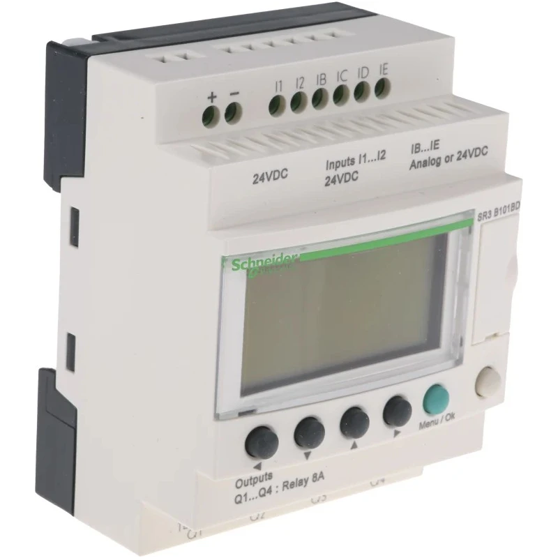 Schneider Electric Zelio Logic 2 Series PLC CPU, 6-Input, Analogue and Digital Input, 4 Relay Outputs, DIN Rail SR3PACKBD