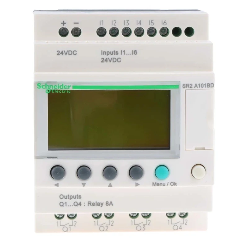 Schneider Electric Zelio Logic Series Logic Module, 6 Inputs, 4 Relay Outputs, Discrete Inputs, 24V DC, DIN Rail SR2A101BD
