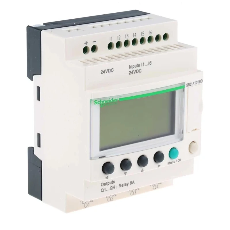 Schneider Electric Zelio Logic Series Logic Module, 6 Inputs, 4 Relay Outputs, Discrete Inputs, 24V DC, DIN Rail SR2A101BD