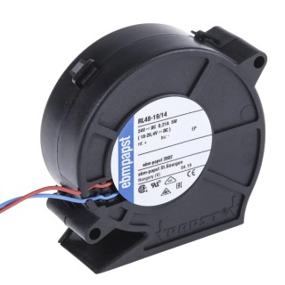ebm-papst RL 48 Series Centrifugal Fan 24V DC, 28 m³/h Airflow, 4400 RPM, Ball Bearing, 75.5 mm x 75.2 mm x 27 mm RL48-19/14